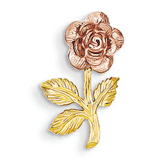 14K Gold Two-tone Mini Pink Rose Flower Pendant
