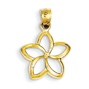 14K Gold Polished Small Cut-out Plumeria Pendant