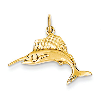 14K Gold Swordfish Pendant