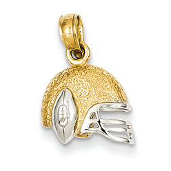 14K Gold Two-tone Football Helmet and Ball Pendant