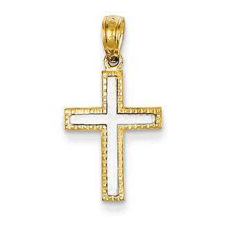 14K Gold Two-tone Cross Pendant
