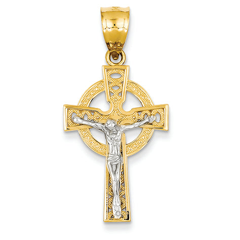14K Gold Two-tone Iona Crucifix Pendant