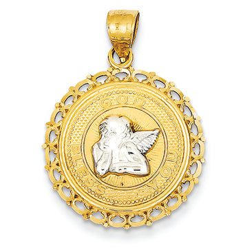 14K Gold Two-tone Angel Pendant