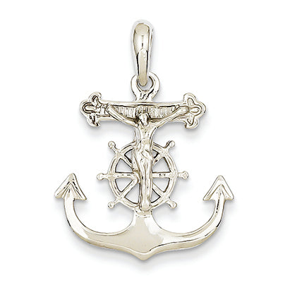 14K White Gold Mariner's Cross Pendant