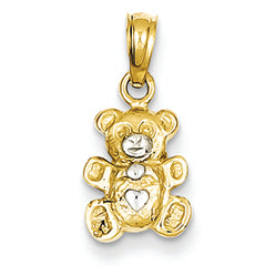 14K Gold Rhodium Teddy Bear Pendant
