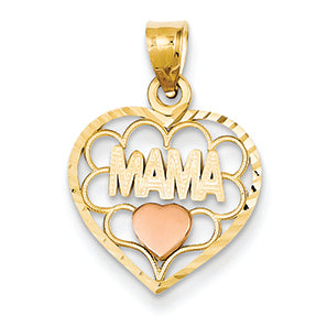 14K Gold Two-tone Mama Heart Charm