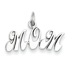 14K White Gold Mom Charm