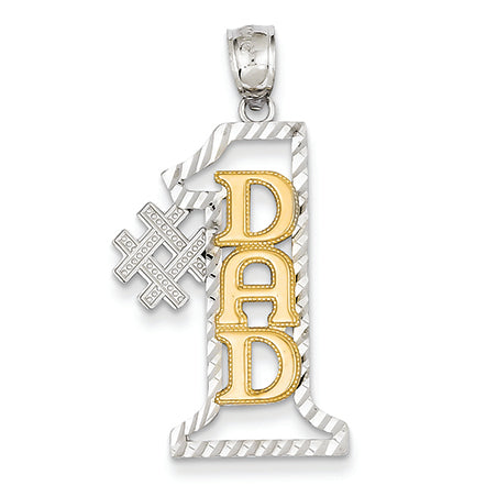 14K Gold Two-tone #1 Dad D/C Pendant