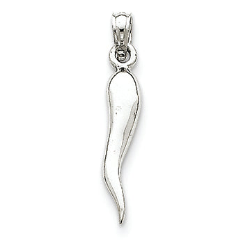 14K White Gold Small Italian Horn Pendant