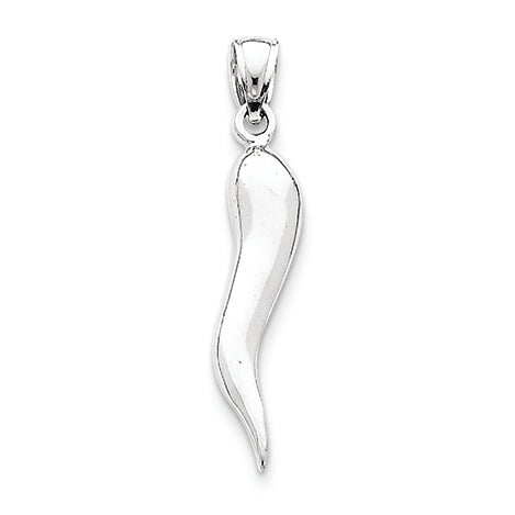 14K White Gold Italian Horn Pendant