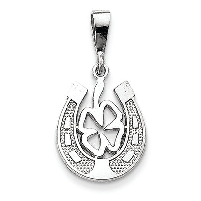 14K White Gold Good Luck Clover Pendant