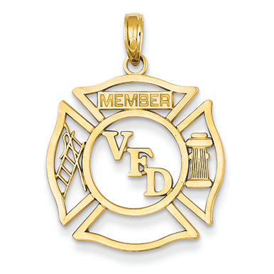 14K Gold VFD Member Shield Pendant