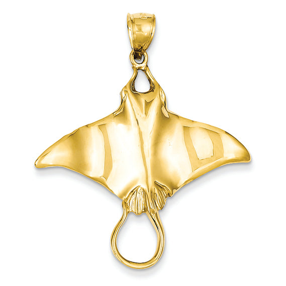 14K Gold Manta Ray Pendant