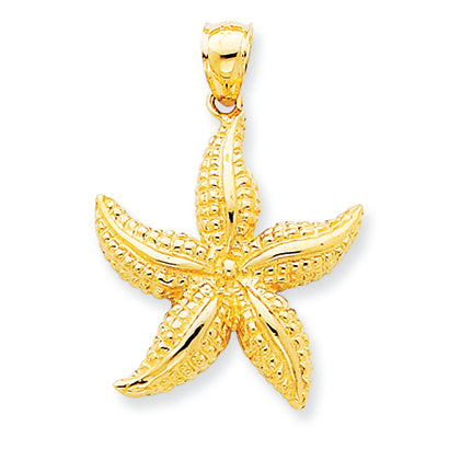 14K Gold Textured Starfish Pendant