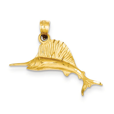 14K Gold Sailfish Pendant
