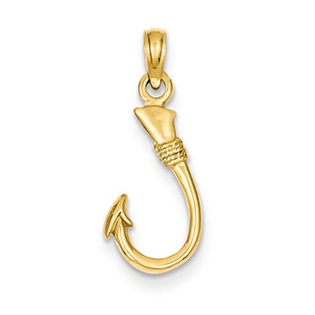 14K Gold Yellow Gold Fish Hook Pendant