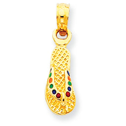 14K Gold Rainbow Enameled Flip Flop Pendant