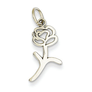 14K White Gold Rose Charm