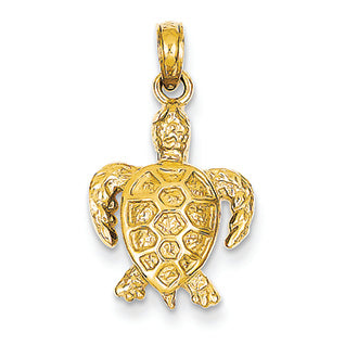 14K Gold Sea Turtle Pendant