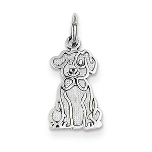 14K White Gold Puppy Charm