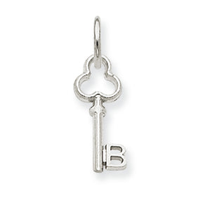 14K White Gold B Key Charm