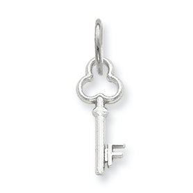 14K White Gold F Key Charm