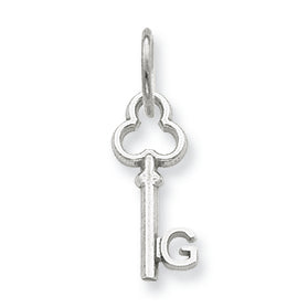 14K White Gold G Key Charm