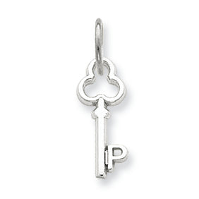 14K White Gold P Key Charm