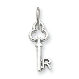 14K White Gold R Key Charm