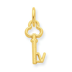 14K Gold V Key Charm