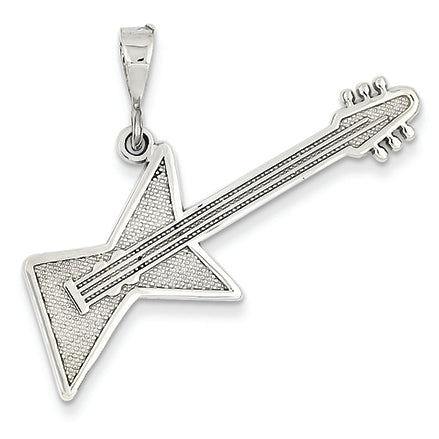 14K White Gold Guitar Pendant