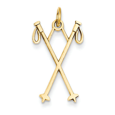 14K Gold Ski Poles Charm