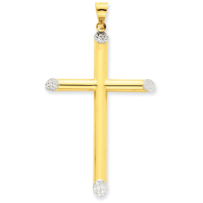 14K Gold Two-tone Diamond-cut Cross Pendant
