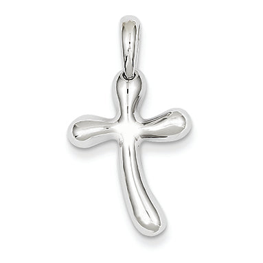 14K White Gold Freeform Cross Pendant