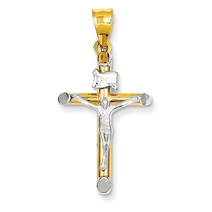 14K Gold Two-tone & Rhodium INRI Crucifix Pendant