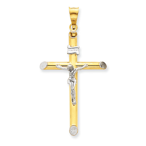 14K Gold Two-tone & Rhodium INRI Crucifix Pendant