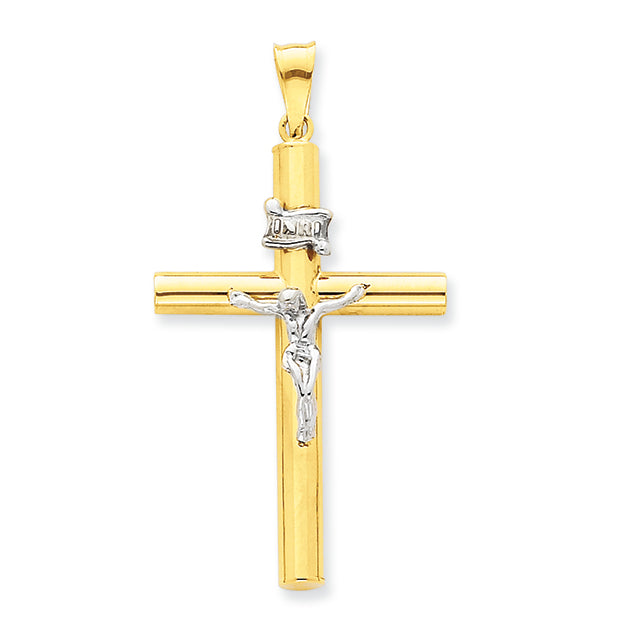 14K Gold Two-tone INRI Crucifix Pendant