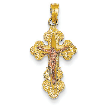 14K Gold Two-tone Crucifix Pendant