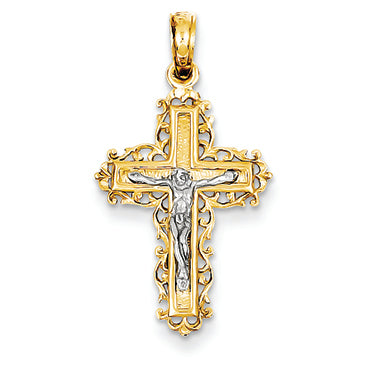 14K Gold Two-tone Crucifix Charm
