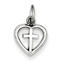 14K White Gold Cross in Heart Charm
