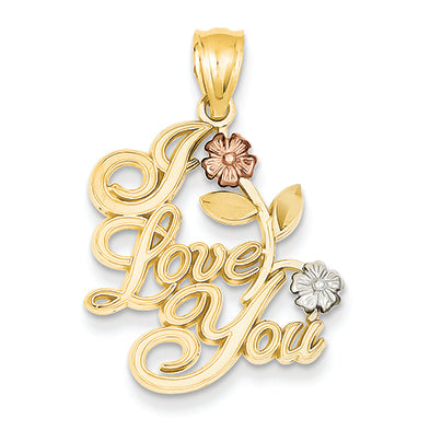 14K Gold Tri-Color I Love You Pendant