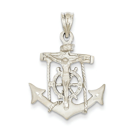 14K White Gold Mariners Cross Pendant