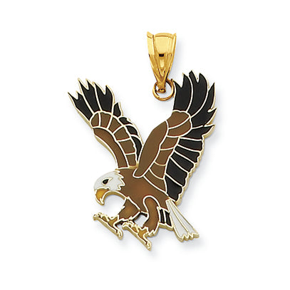 14K Gold Small Enameled Eagle Pendant