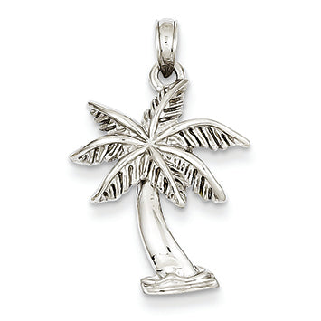 14K White Gold Palm Tree Pendant