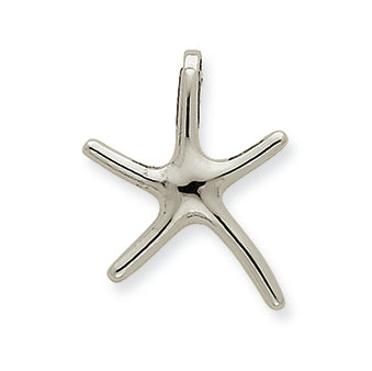 14K White Gold Small Dancing Starfish Slide Pendant