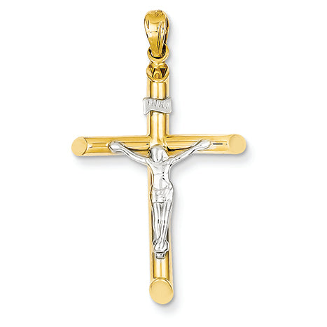 14K Gold Two-tone Hollow Crucifix Pendant