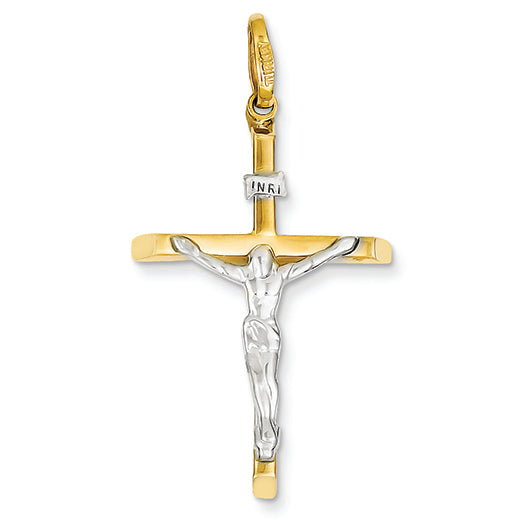 14K Gold Two-tone Crucifix Pendant