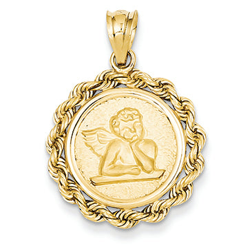 14K Gold Satin Angel in Bezel Charm