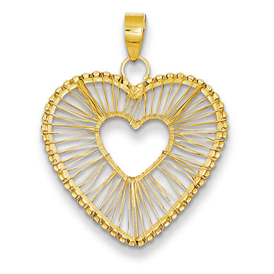 14K Gold Wire Wrap Open Heart Pendant