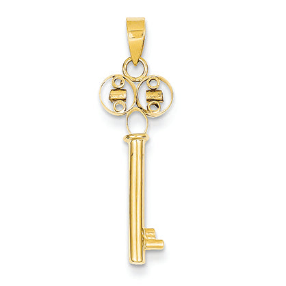 14K Gold Small Cut Tubes Top Key Pendant